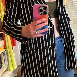 Valentino Black Beige Stripe Blazer